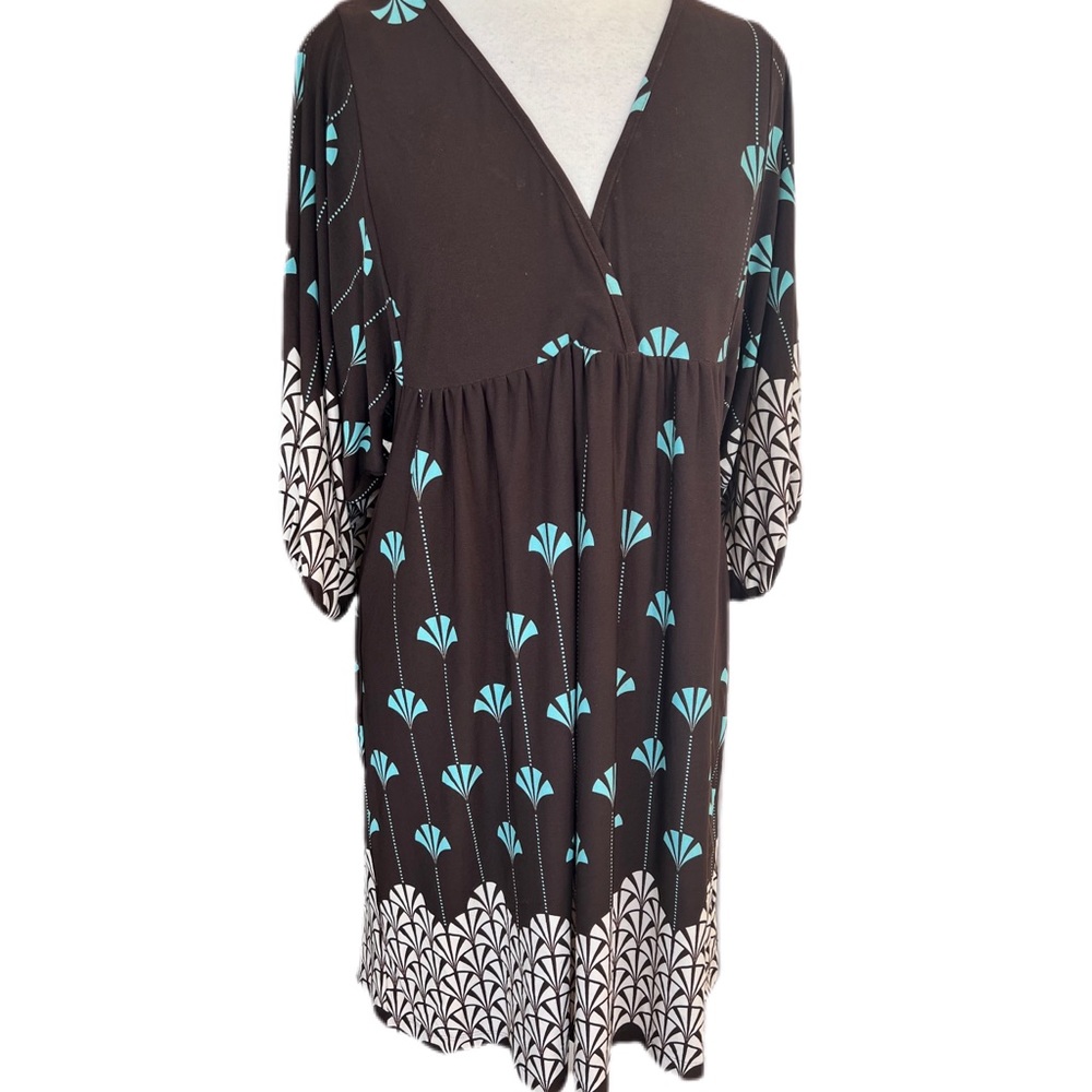 En focus Studio Dress - Brown Cream & Mint - size 16